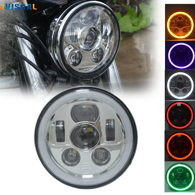 7 дюймов H4 H13 светодиодные фары для мотоцикла Harley с Halo Angel Eye DRL harrey Softail Dyna Sportster|h13