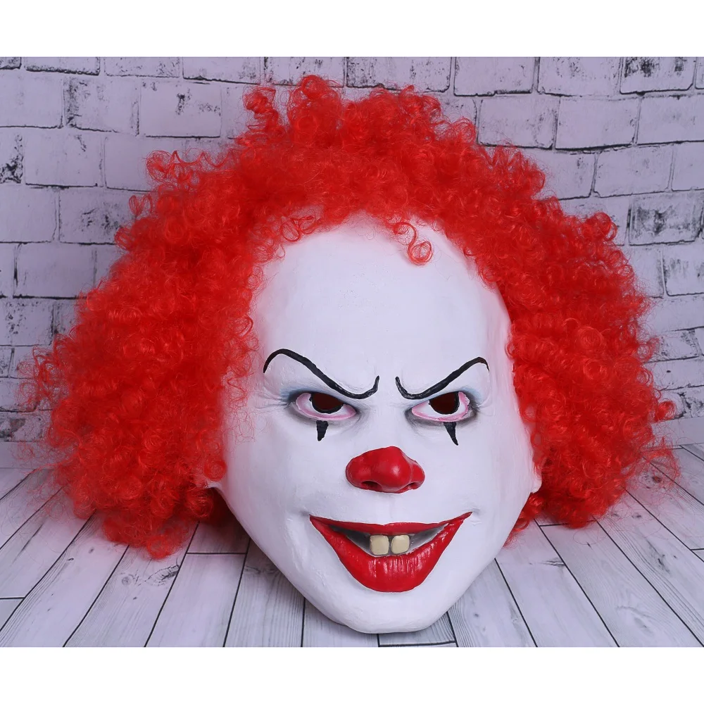 Маска в стиле фильма Stephen King's It маски для косплея красные волосы клоун Джокер