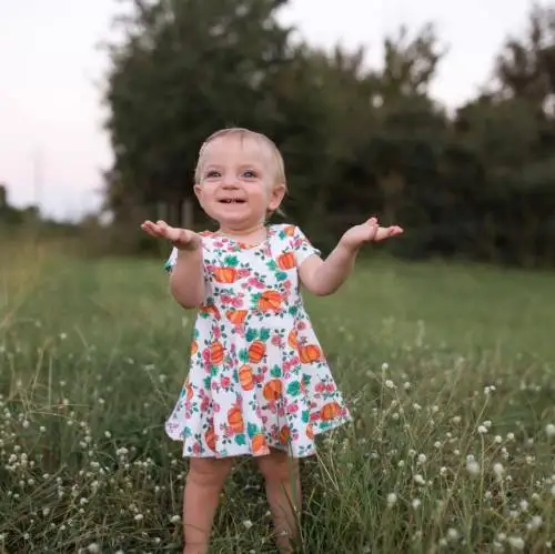 Платье с коротким рукавом в пасторальном стиле для маленьких девочек летняя