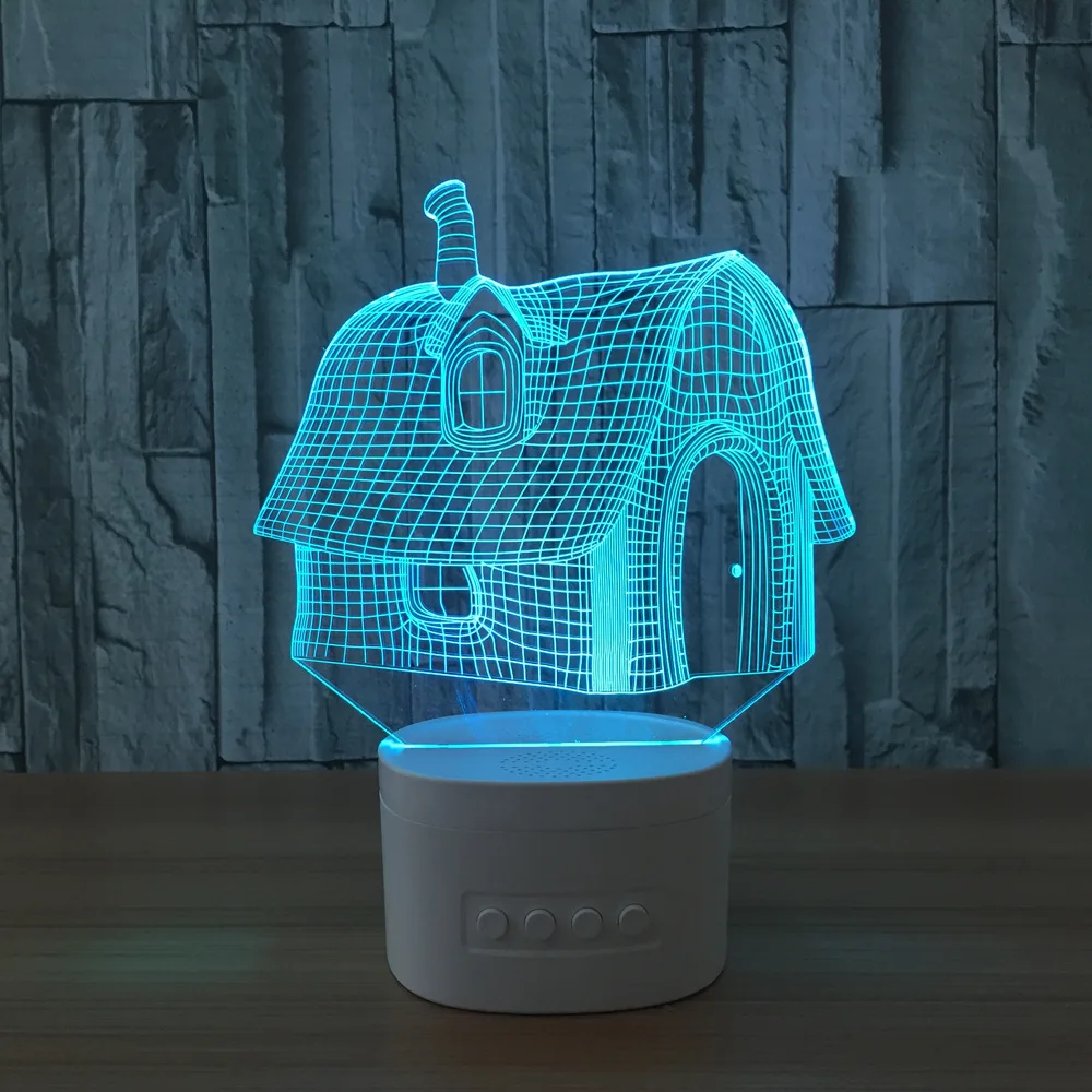 Маленький 3D ночной Светильник The house светодиодсветодиодный лампа с цветными