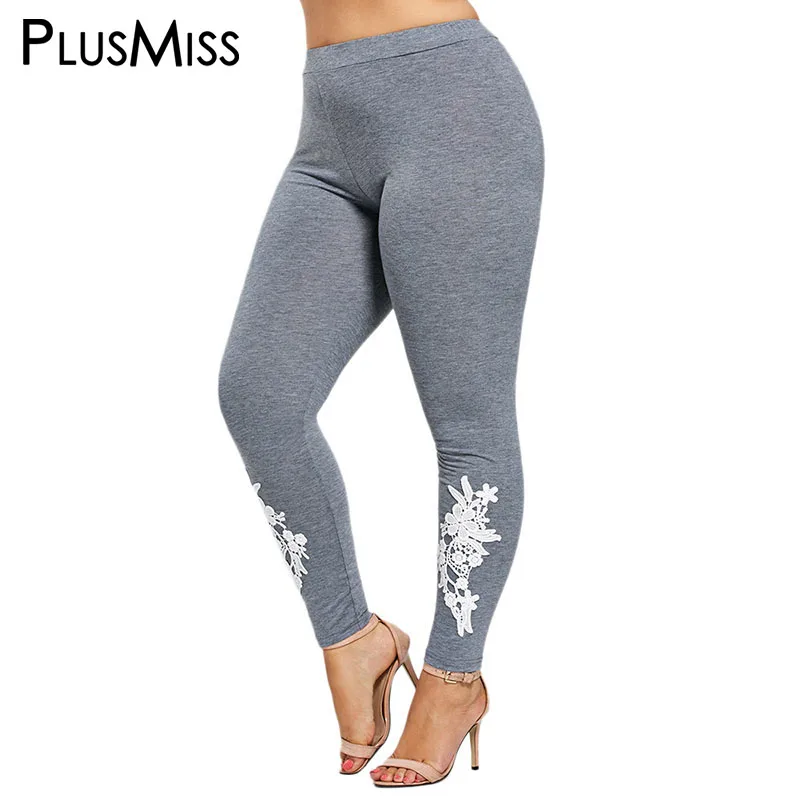 PlusMiss плюс размеры 5XL 4XL вязаный крючком узкие леггинсы для женщин большой фитнес