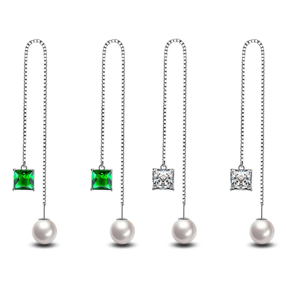 Женские посеребренные тонкие серьги подвески с длинной линией|threader earrings|long threader
