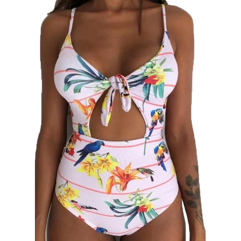 Bikinx полый большой купальник Женские Боди бикини с цветочным принтом 2019 mujer