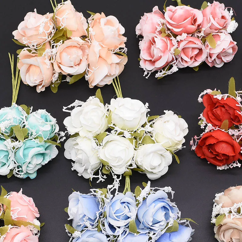 12 шт./лот 3 см Искусственный кружевной цветочный букет для невесты искусственная