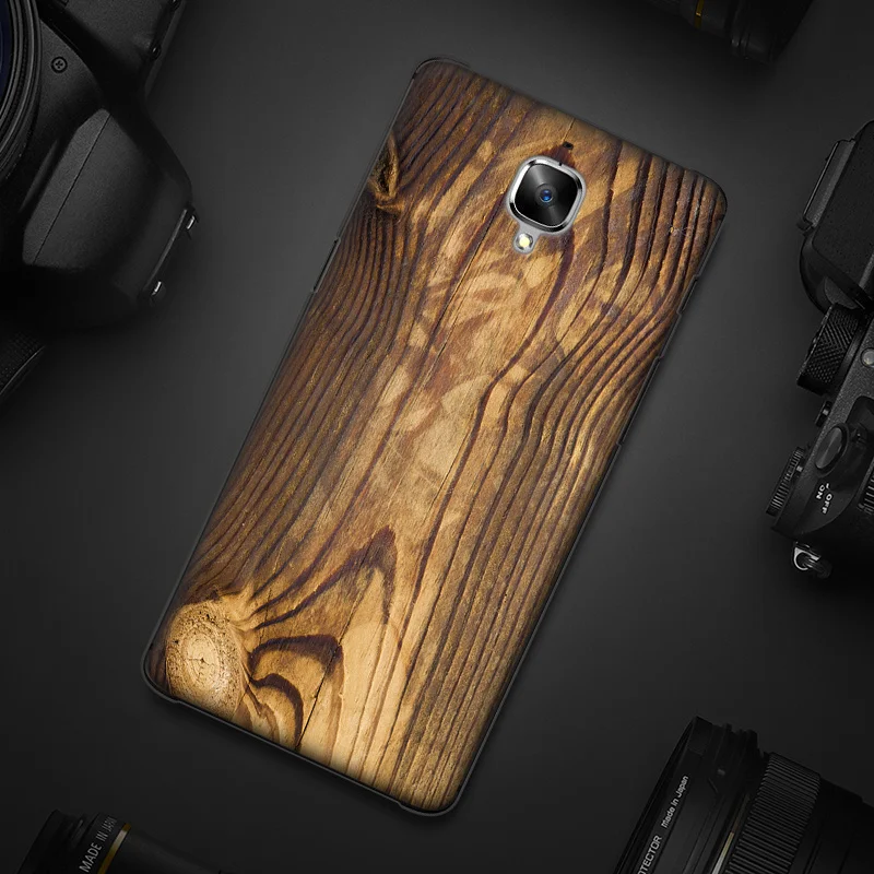 Для oneplus 3 Т purecolor камня и дерева зерна окрашены жесткий PC Shell задняя крышка для т
