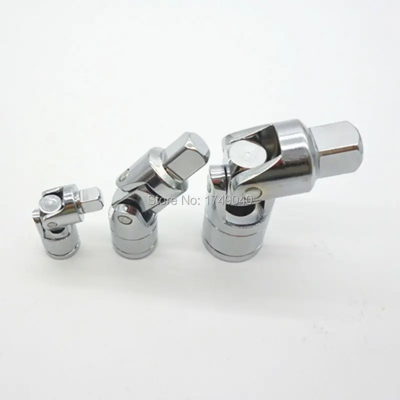 3 Pc 1/4&quot 3/8&quot 1/2&quot Universal Joint Set Ratchet Angle Extension Bar 4 Square Drive Sockets Adapt Bendy Flexible |
