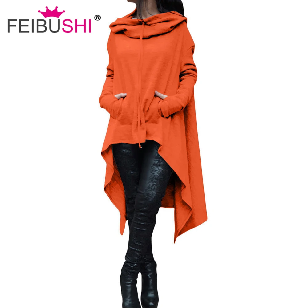 FEIBUSHI женские Свитер Dress2018 Осенняя футболка с длинными рукавами асимметричным