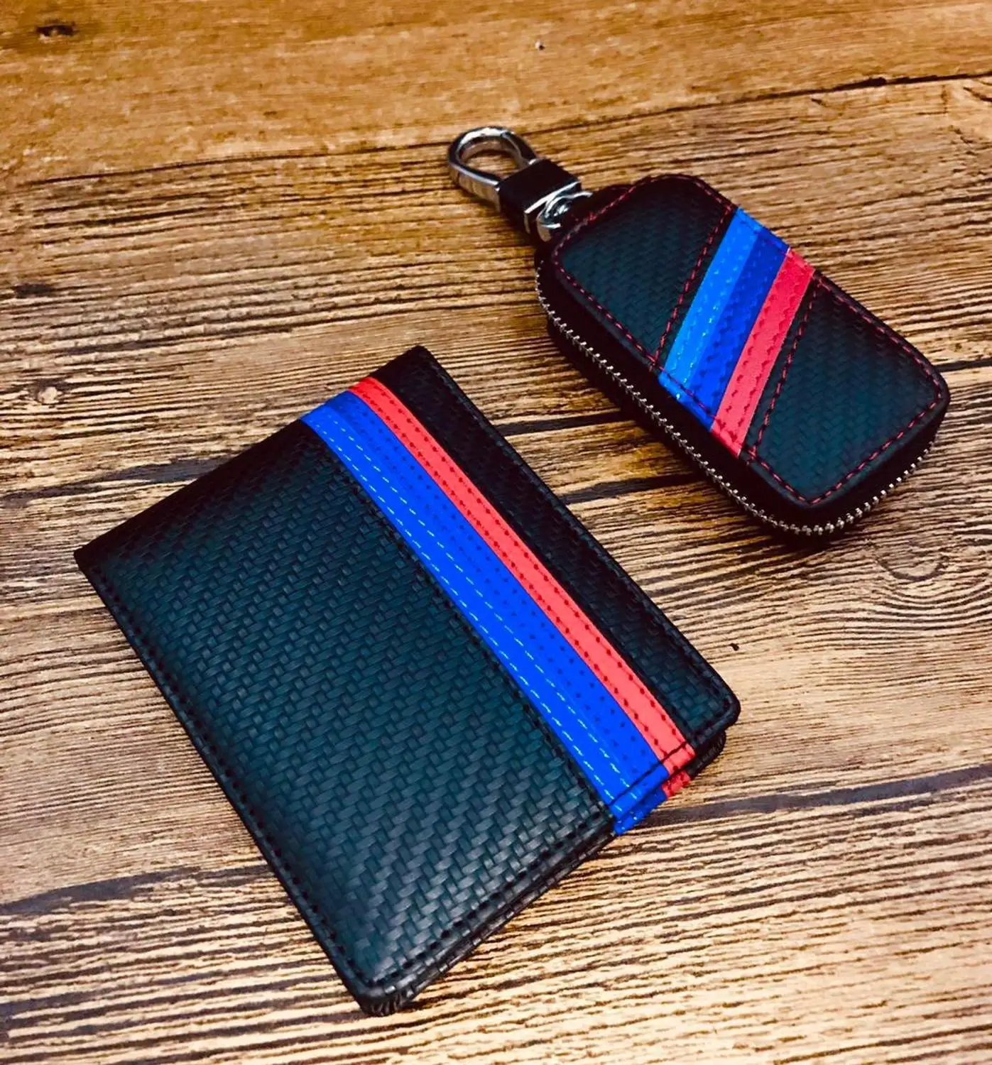 Автомобильные аксессуары M цветная полоса углеродное волокно чехол для ключей