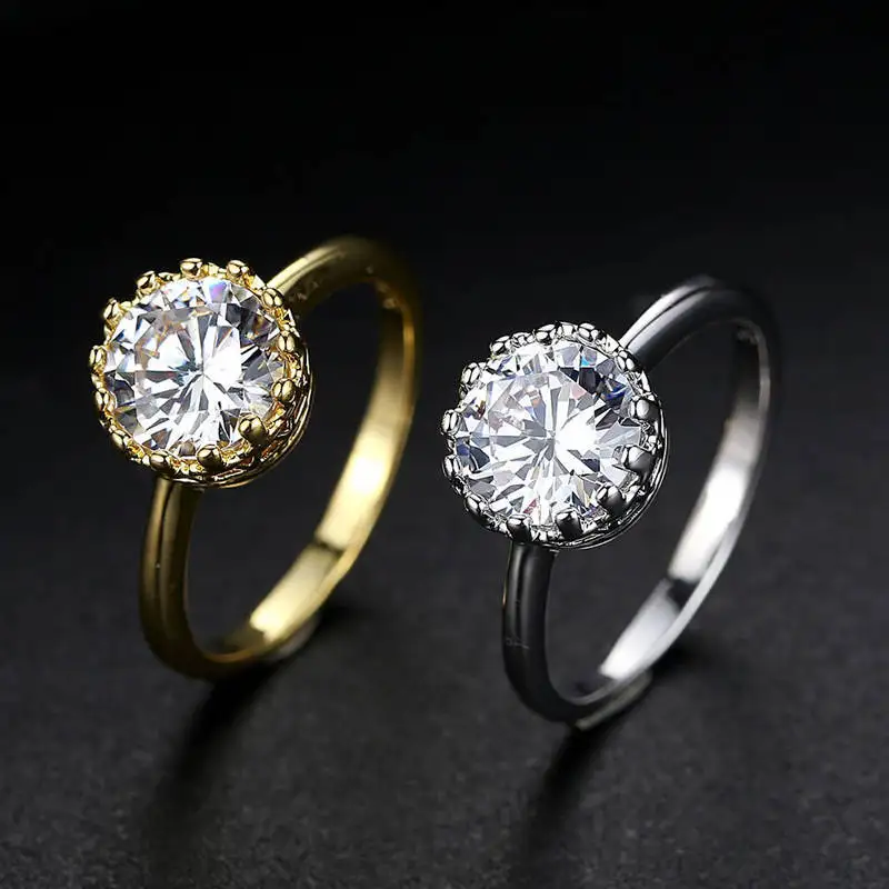 Блестящее женское кольцо на палец с фианитом|Кольца| |