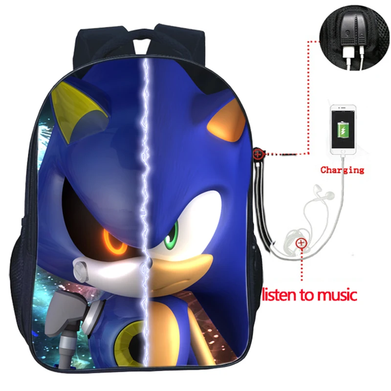 Sonic зубная щётка USB заряд рюкзак для учеников, мальчиков и девочек сумки модные школьные сумки для подростков повседневные Для мужчин Для женщин подростков распылитель ранцевого типа для с - Цвет: 7