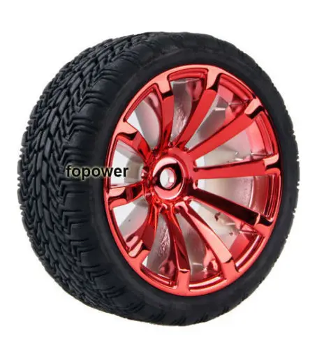 4pc 1/10 On-Road Car Tires 26*64MM plating Wheel Rim Rubber Tyre for HSP Tamiya HPI Kyosho Sakura 94122 94123 D3 D4 CS tt02 606 | Игрушки и