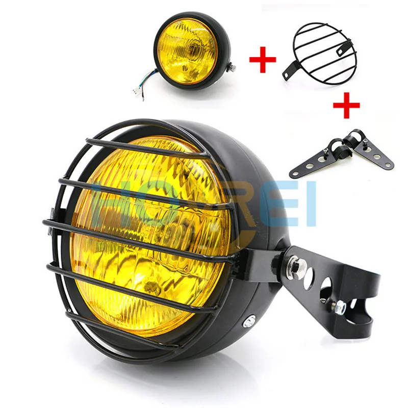 Передняя фара для мотоцикла 6 5 дюйма ретро с креплением маска гриля налобный