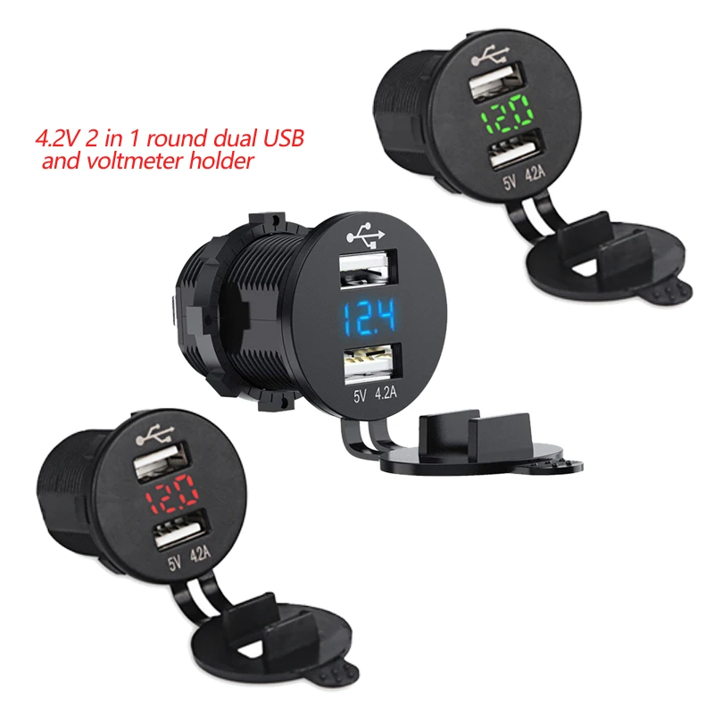 

2 в 1, вольтметр с двумя USB-портами, а, 12-24 В