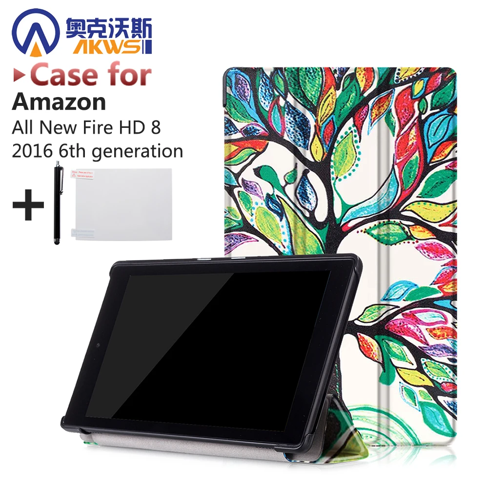Новый чехол с принтом для Amazon fire hd 8 tablet 2016 выпуска 6th smart cover + подарок|case for amazon