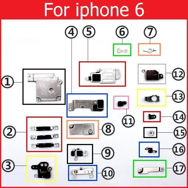 For iphone 6 Розничная, внутренние маленькие металлические железные детали для iPhone 4, 4S, 5, 5c, 5S, 6, 6 S, 7, 8 Plus, X, маленький держатель, кронштейн, защитная пластина, набор деталей - Цвет: For iphone 6
