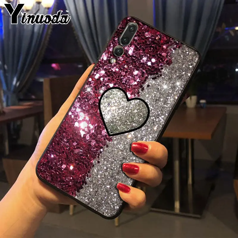 Yinuoda блестки в форме сердца Новинка чехол для телефона Fundas Huawei honor 8x 7a P20Lite P10Plus