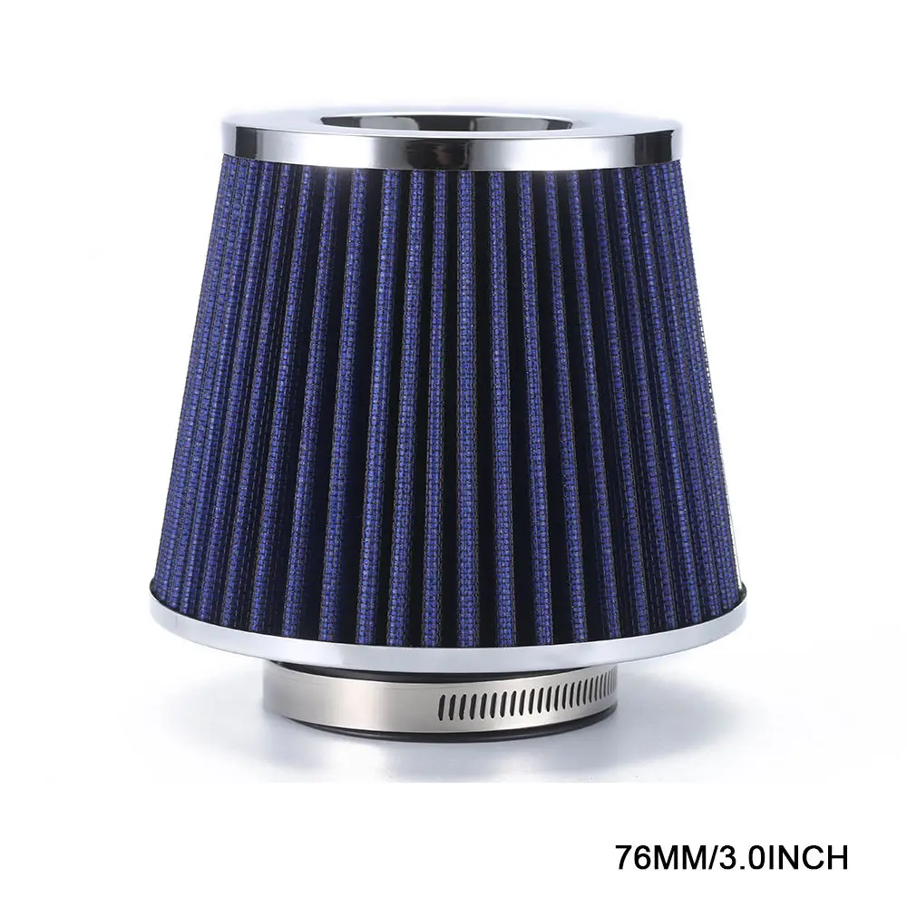 76MM-BLUE R-EP автомобиля Универсальный воздушный фильтр 2,5/2,75/3 дюймов для холодного воздуха высокий поток 65 мм/70 мм 76 мм дроссельной заслонки производительность фильтры сапуна - Цвет: 76MM-BLUE