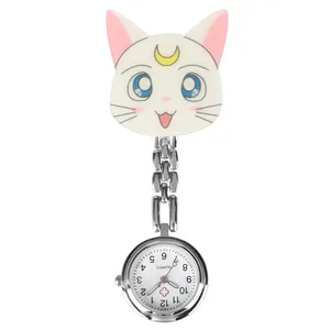 Женские часы с мультяшным леопардом, рандомные часы медсестры для женщин, кварцевые карманные часы, ретро светящиеся функциональные Подвесные часы