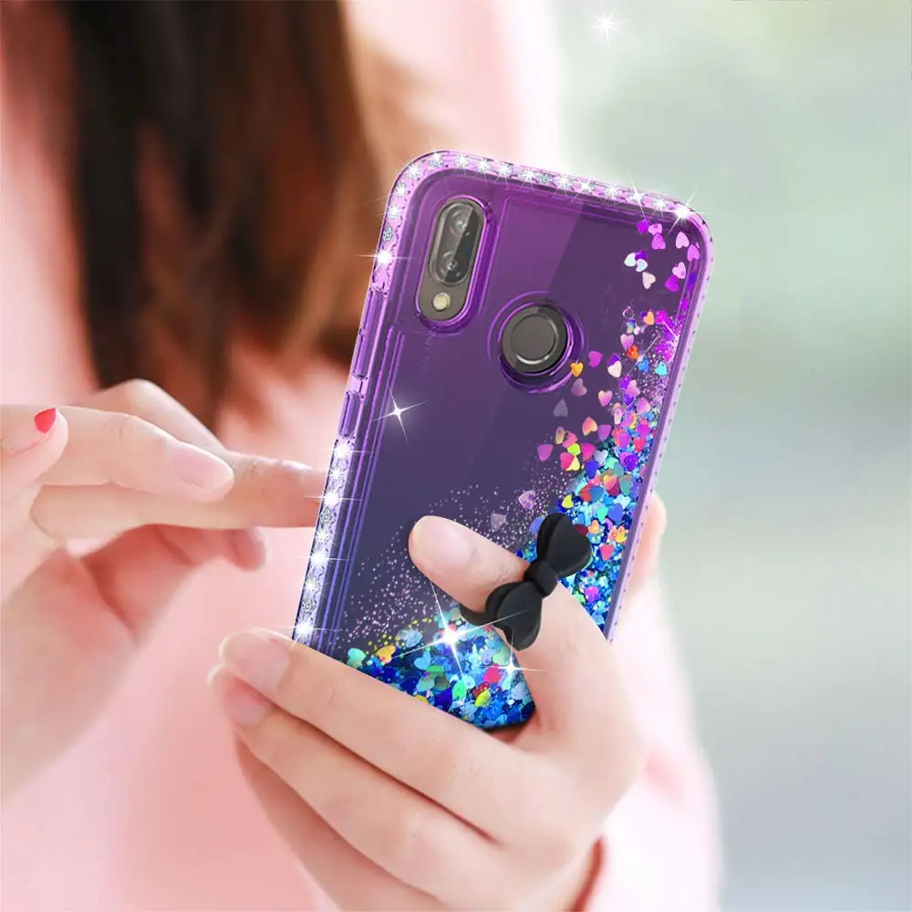 Luxury Bling Diamond Glitter Case For Huawei P20 Lite Coque Nova 3e Liquid Quicksand Floating Sparkle Flowing Cover | Мобильные