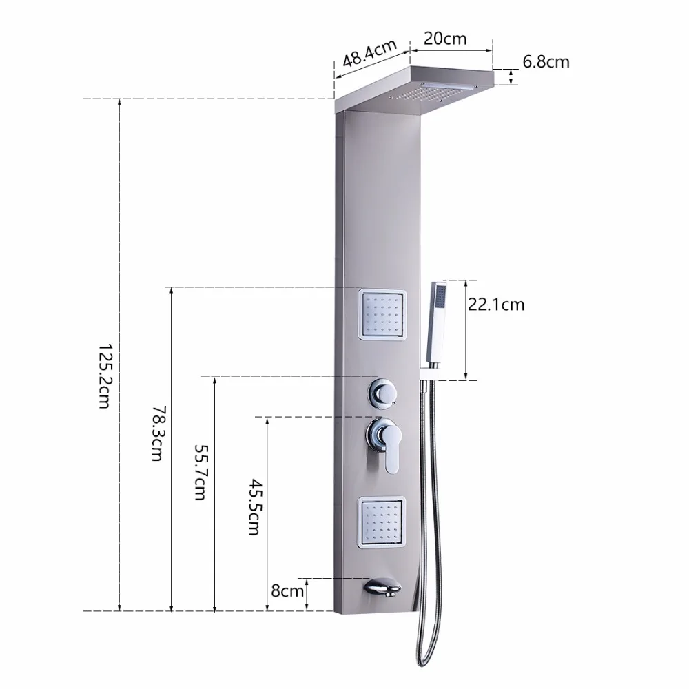 FLG 304SUS, душевая панель для ванной, матовый никель, душевая колонка, ванна, струи, ручная душевая панель, настенная панель с массажем тела