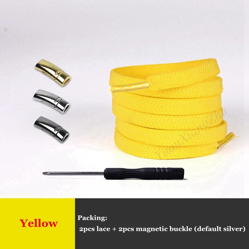 Yellow 1 пара эластичных магнитных 1 секундных фиксирующих шнурков креативные быстро не Завязывающиеся шнурки для обуви Детские Взрослые Унисекс Спортивные туфли со шнурками шнурки для обуви - Цвет: Yellow