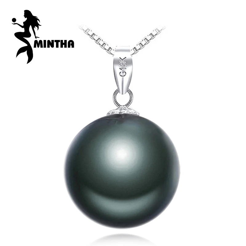 Кулон MINTHA из 18 каратного золота 10 11 мм круглый черный жемчуг таитянский ювелирные