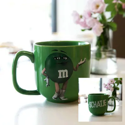 Симпатичные M& M's мм кофейные чашки керамические цветные кофейные овсянки кофейная кружка глазурь кофейная кружка с молоком водяные чайные кружки Посуда для напитков - Цвет: Green