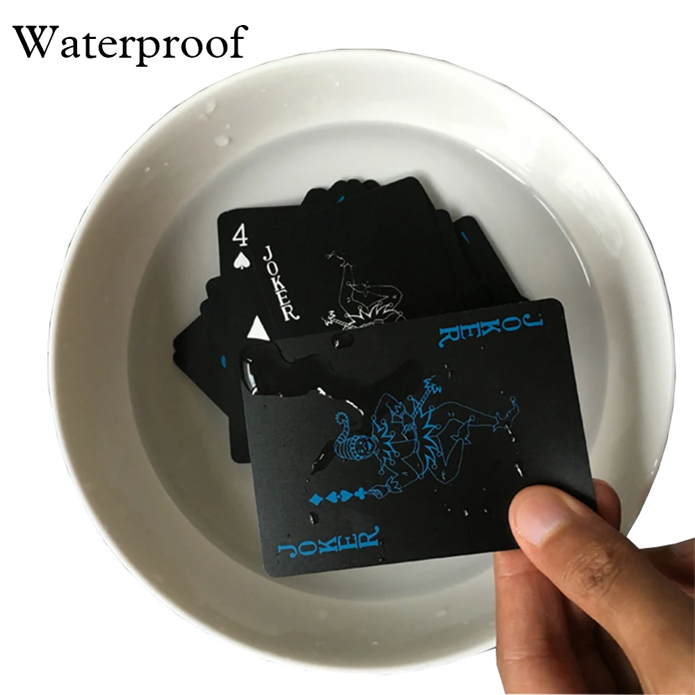 Черные пластиковые игральные карты Волшебная Водонепроницаемая карточка для