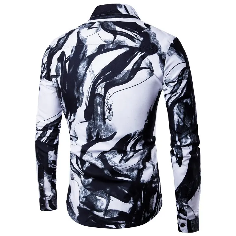 Рубашка мужская с длинным рукавом модная повседневная сорочка Slim Fit мягкая