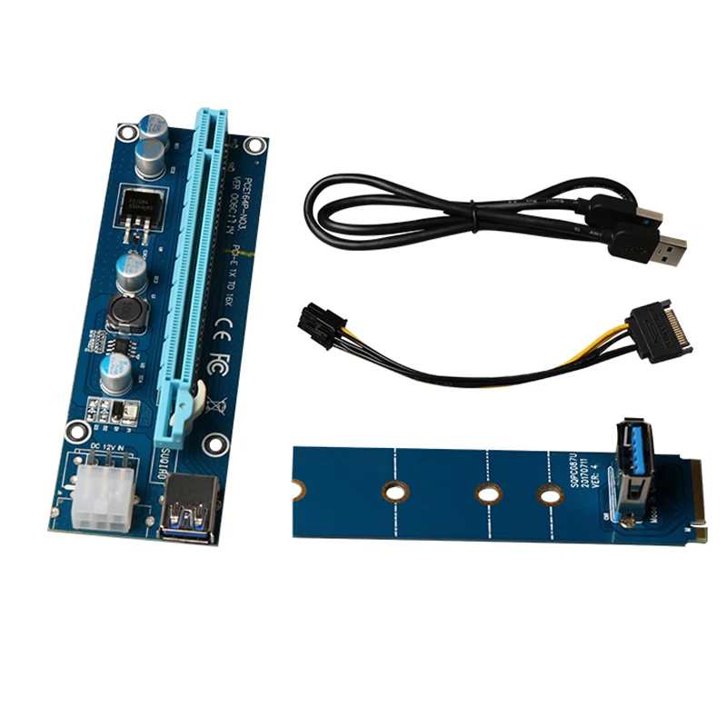60 см M2 NGFF KEY M PCI Express 16X Graphics E Riser USB3.0 удлинитель 6Pin источник питания для майнинга