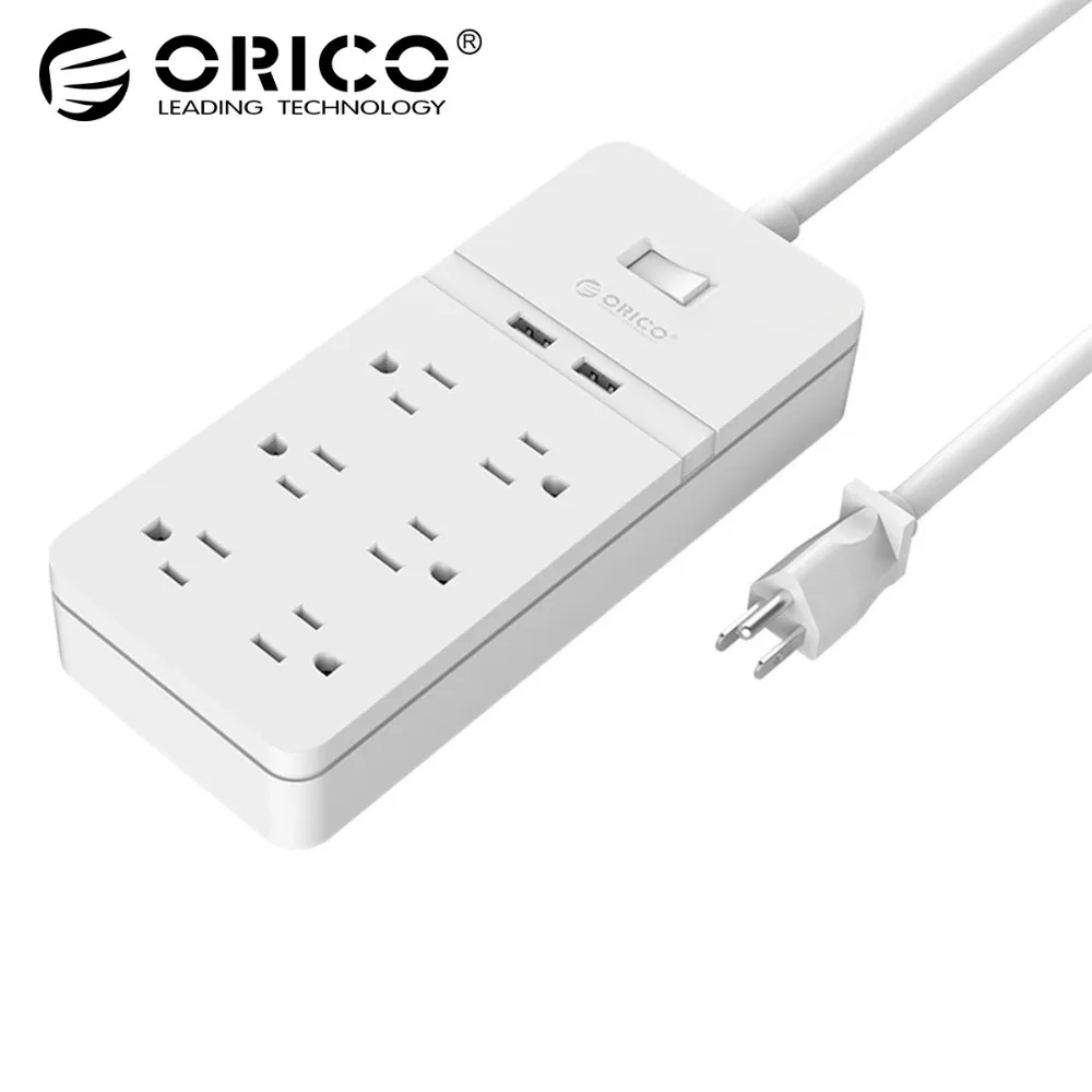 ORICO 6 AC Outlet Защита от перенапряжения с 2 USB зарядными портами умная Многополосная