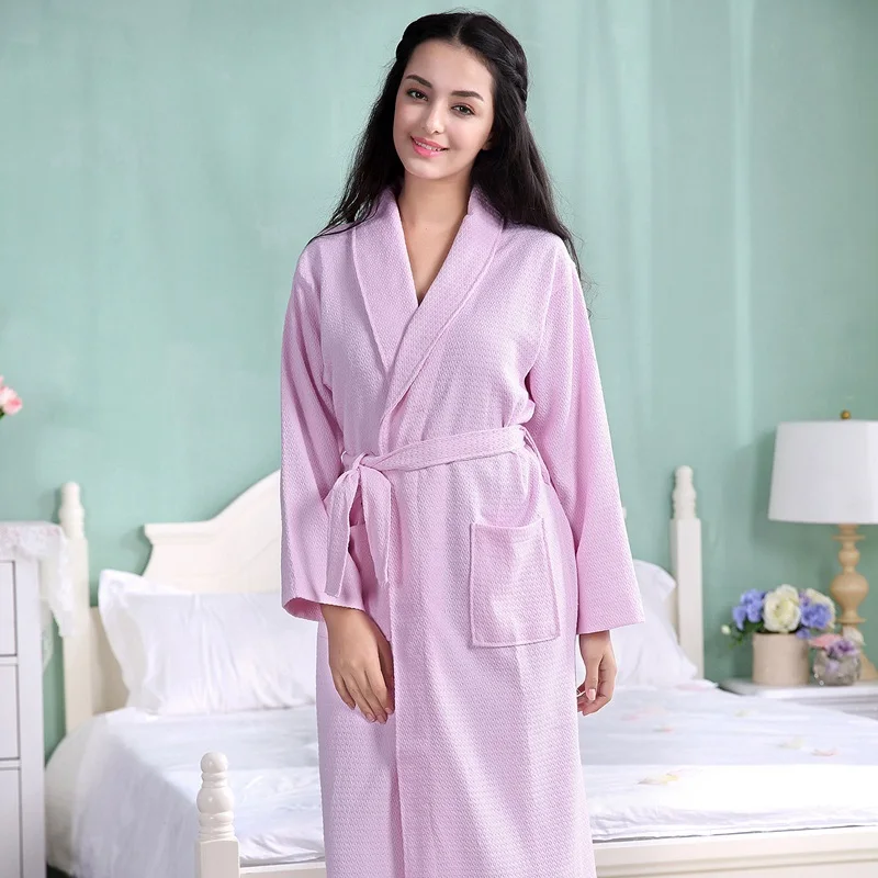 Вафельный Халат женский хлопковое мягкое кимоно банный халат размера плюс