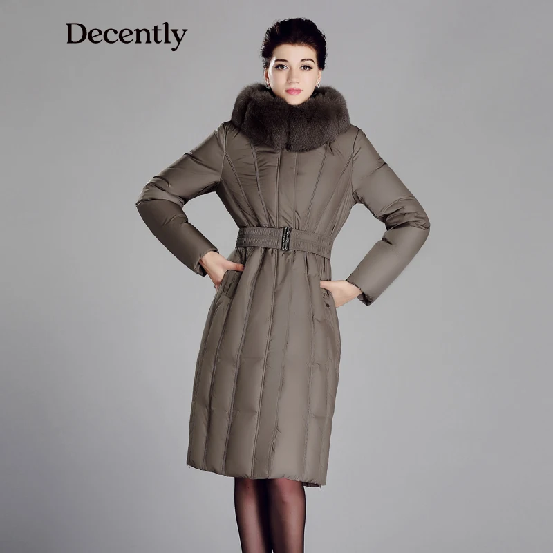 DECENTLY 2016 одежда для женщин зима пальто женское мех лиса парка пиджак женский Brand