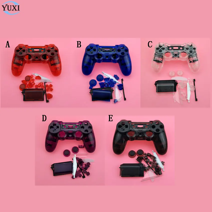 

YuXi For Sony Playstation 4 PS4 Dualshock 4 Old Version Gamepad Controller Transparent Clear Front Back Housing Shell Case Cover