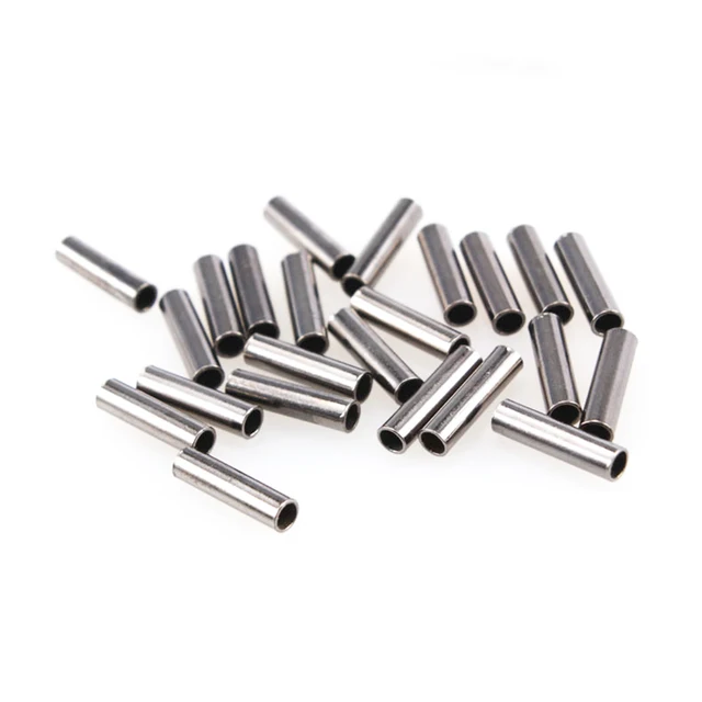 100pcs Black Silver Round Copper Fishing Tube Fishing Wire Pipe Crimp Sleeves Connector Fishing Line Accessories Tool 1