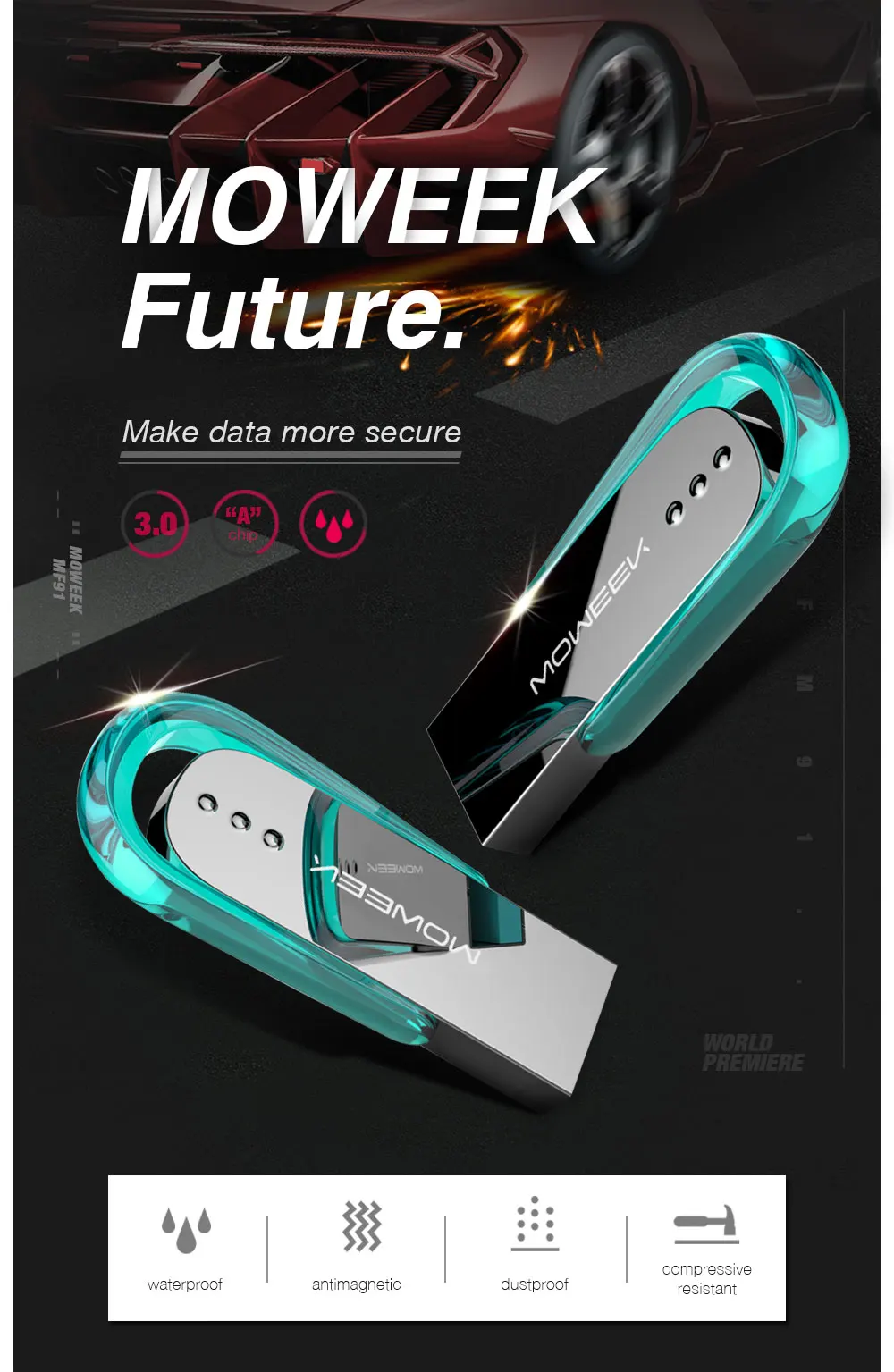 Moweek Future USB флеш-накопитель MF91 металлический 32 Гб Высокоскоростной usb 3,0 флеш-накопитель 128 ГБ флеш-накопитель 64 Гб карта памяти 16 Гб Флешка в подарок