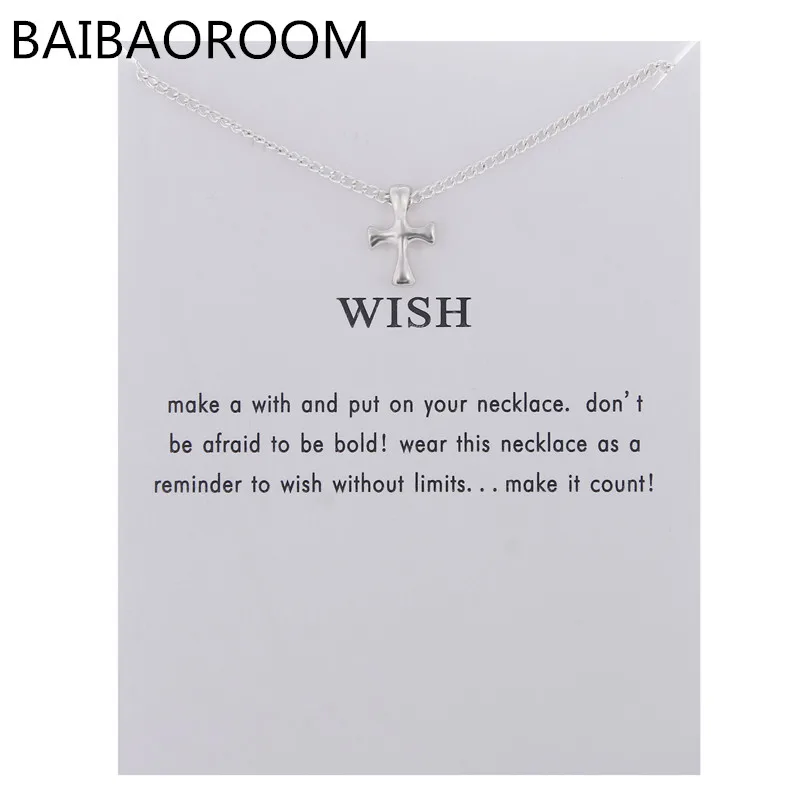 Горячая Распродажа сверкающее ожерелье с подвеской желанием и крестом золотые