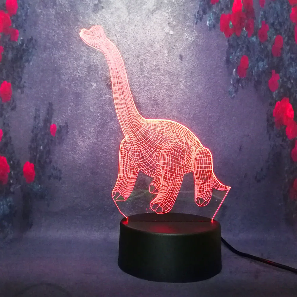 3D Динозавр Парк Юрского периода мальчик подарок Brachiosaurus ночник LED7 Цвет