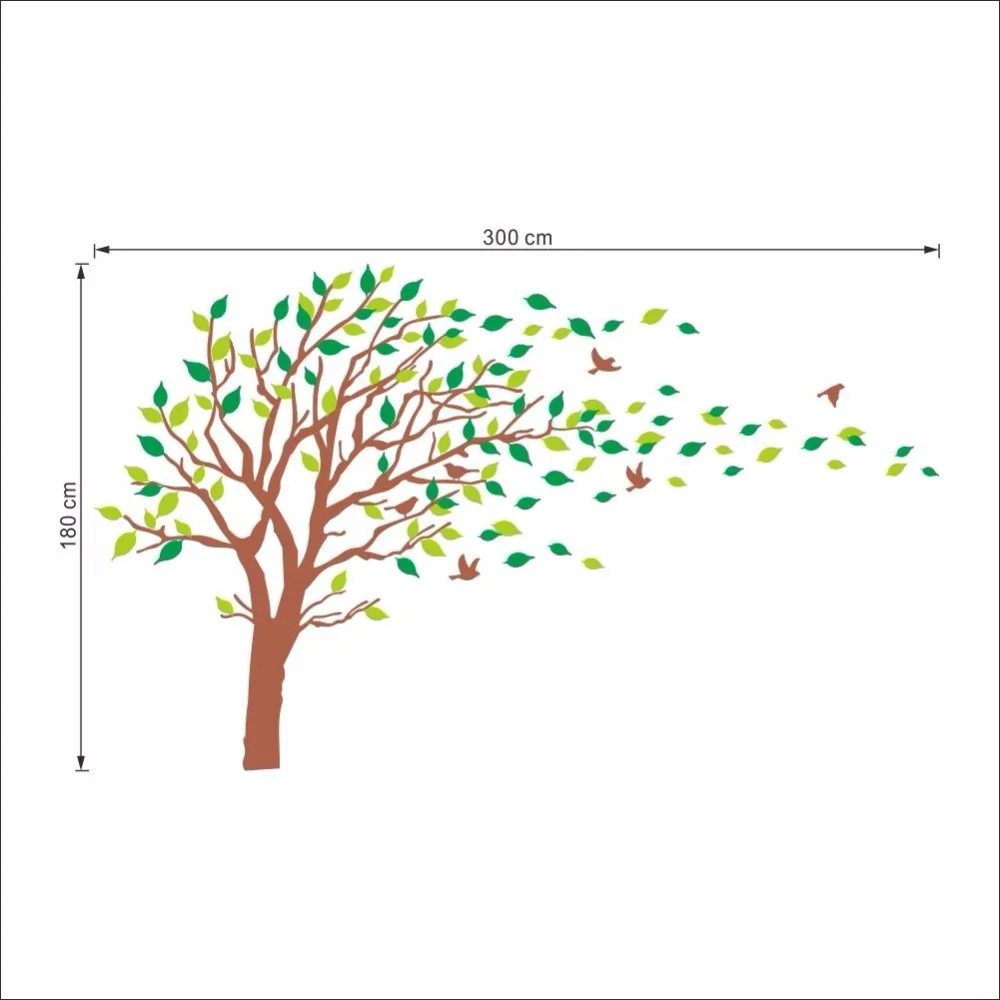 Гигантские листья дерева съемные настенные наклейки Стикеры роспись Гостиная