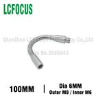 2 шт. диаметр 6 мм Светодиодная гусиная шея внешняя M8 внутренняя M6 гибкий держатель Серебряный 100 мм Универсальный шланг мягкая металлическая железная Светодиодная настольная лампа сделай сам