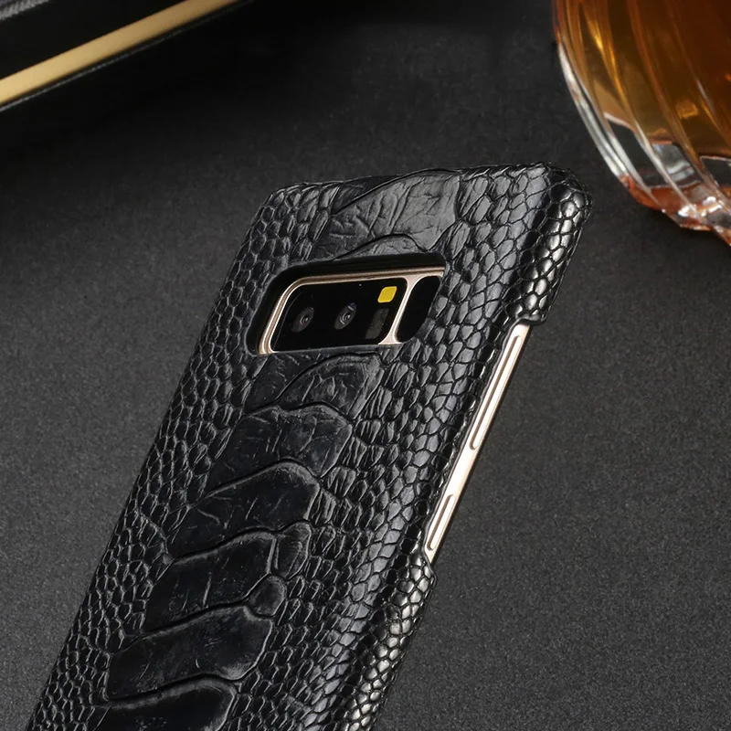 high quality Ostrich foot pattern Back cover Leather case for Samsung Galaxy 8 S8plus S9 S9plus Note 10 note 8 Genuine leather