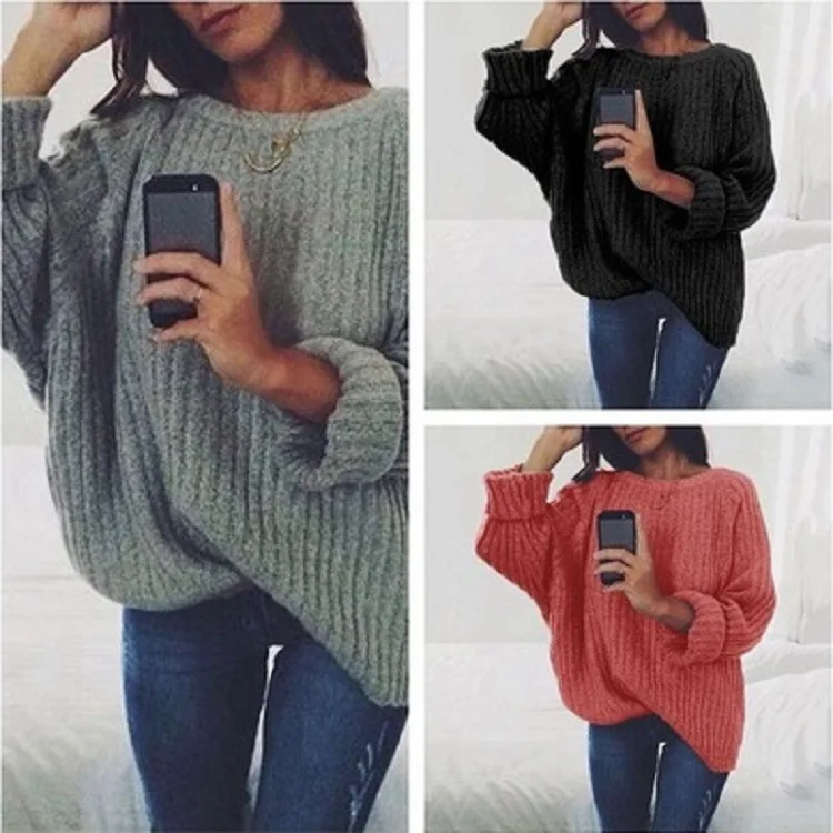 2019 fashion women clothing loose casual solid pullovers knitwear autumn winter sweater ladies jumper O-Neck Pullovers harajuku | Женская