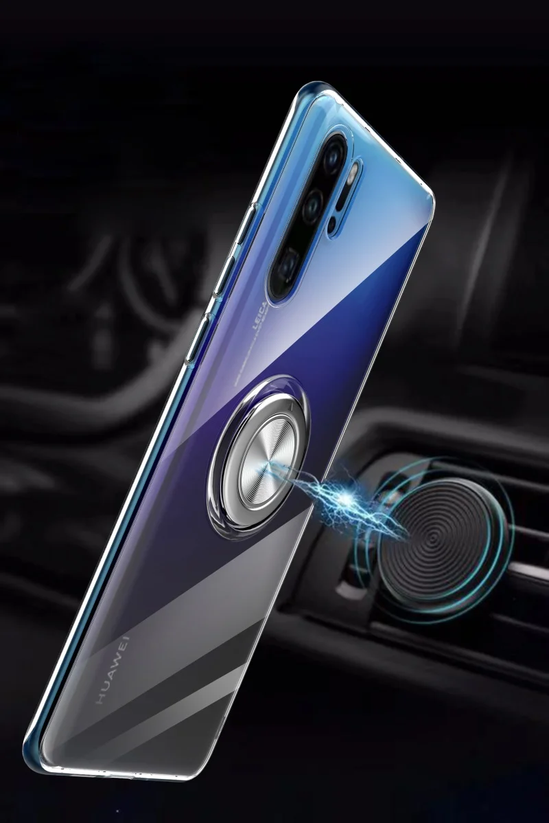 Adsorption Magnetic Car Bracket Clear Case For huawei p30 lite Soft tpu Silicon Cover pro p30lite p30pro |
