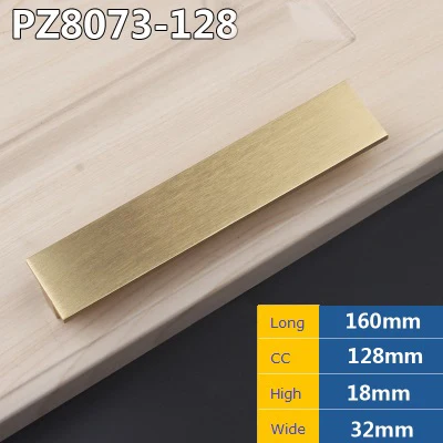 CC128L160mm Brass 2 шт./лот квадратная алюминиевая мебельная Натяжная Рукоятка Ручка для шкафа мебель T дизайн лаконичный - Цвет: CC128L160mm Brass