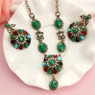 Винтажные наборы ювелирных украшений с кристаллами в турецком стиле, разноцветное Золотое массивное ожерелье, серьги для женщин, модные аксессуары, подарок