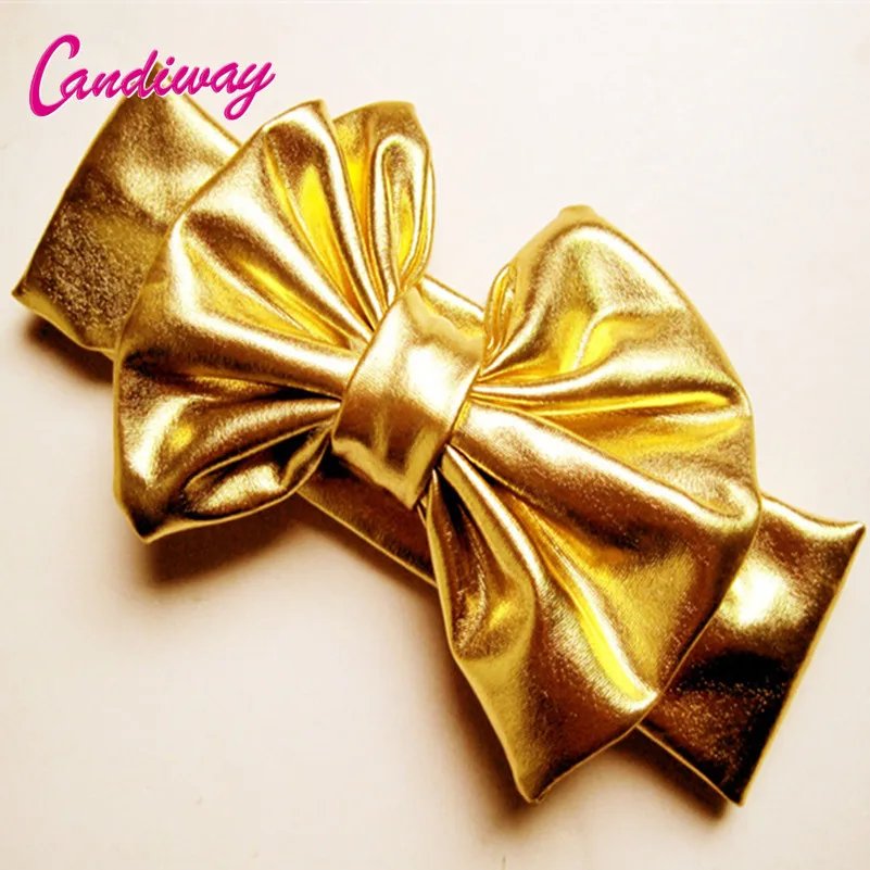 Лидер продаж Желтая тюрбан детская одежда с большим бантом повязка на голову для