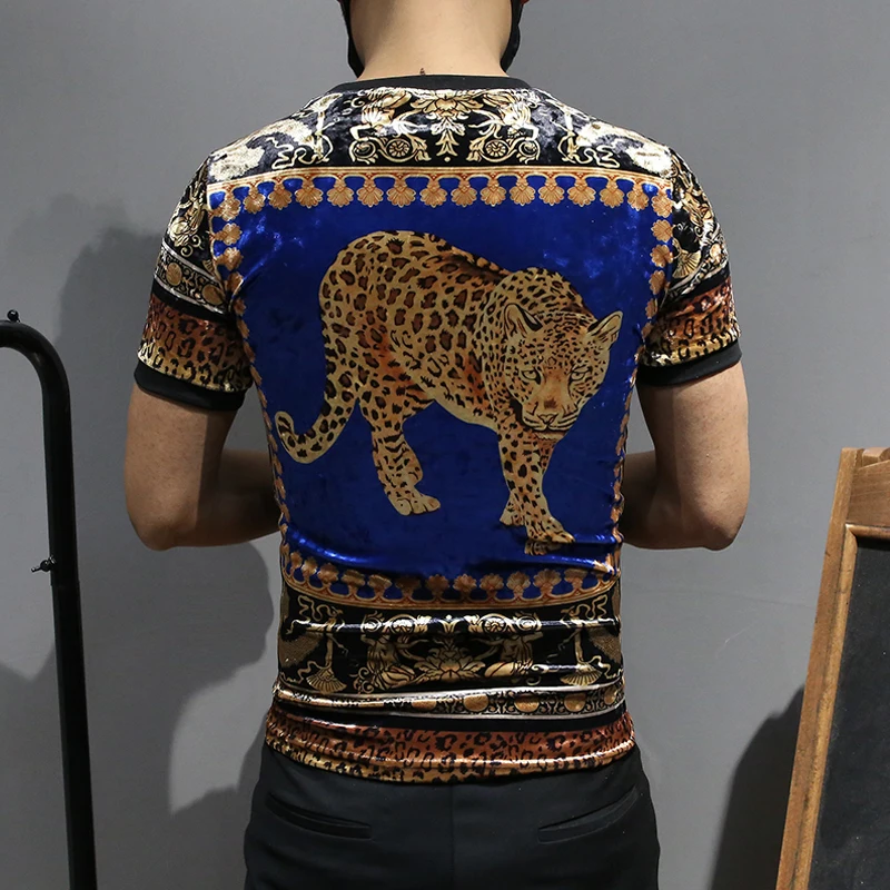 Барокко футболки Homme модные роскошные винтажные мужские бархатные Camiseta Клубное