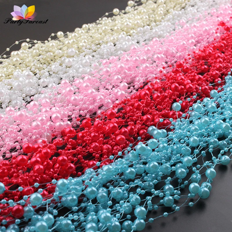 10 ярдов/партия леска искусственная цепочка с жемчужными бусинами гирлянда цветы