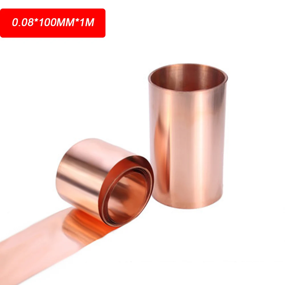 0.08MM 1 шт./1 м полезный Медь Фольга лента Экранирование Простынка Двусторонняя 0,01/0,02/0,03/0,04/0,05/0,08 мм X 100 мм проводящие рулон проводящий галстук-бабочка - Цвет: 0.08MM