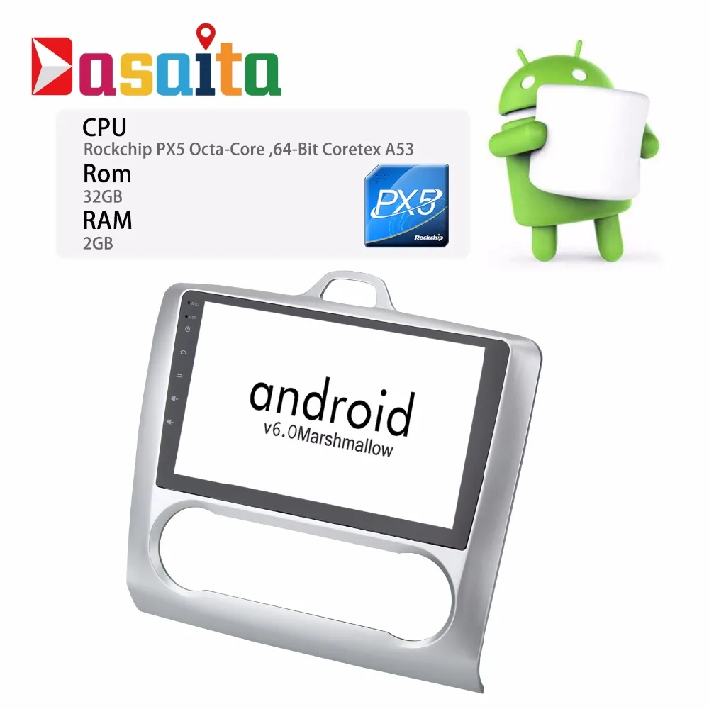 Android 6.0 2din автомобиля GPS плеер Navi для Ford Focus 2 II 2004 2011 с 9 &quotOcta core Стерео Авторадио